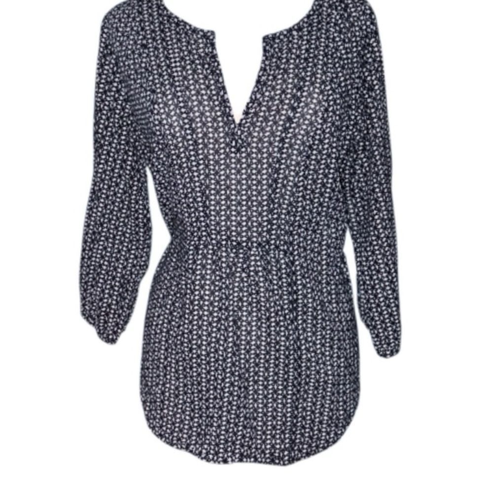 Tunic Top Blouse Navy Women’s Large Vince Camuto Geometric Print